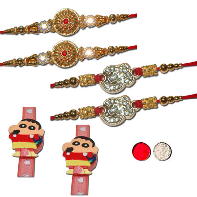 "Rakhi - FR- 8370 A - (2 RAKHIS), KIDS RAKHI WITH LIGHTING -KID-7080 A (2 Rakhis),Rakhi - FR- 8380 (2 RAKHIS)(ED) - Click here to View more details about this Product